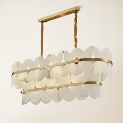 Cloudscape Alabaster 2-Tier Brass Chandelier 39″