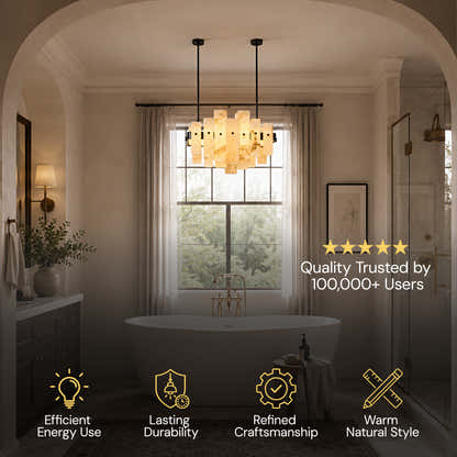 Pietra White Marble Panel Chandelier 27.5"W