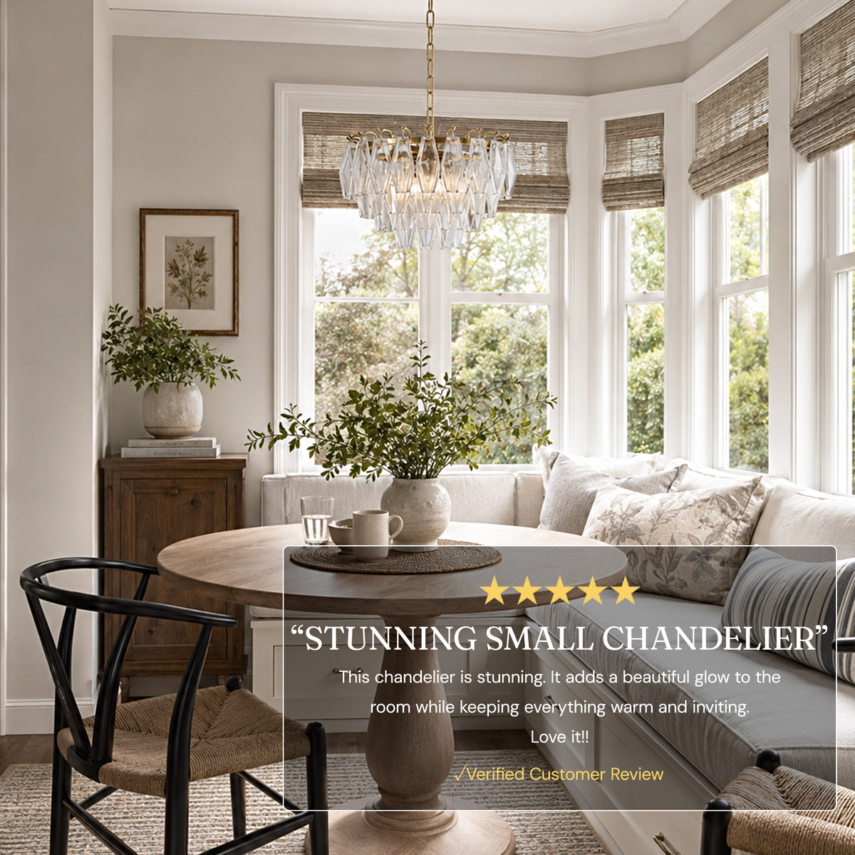 Celestial Drop Glass Round Chandelier 11.8"D
