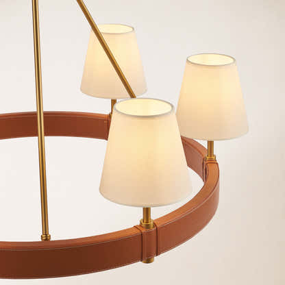 Corvella Leather Round Chandelier