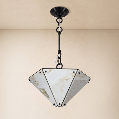 Pietra White Marble Hexagonal Lantern Pendant 15.7"D