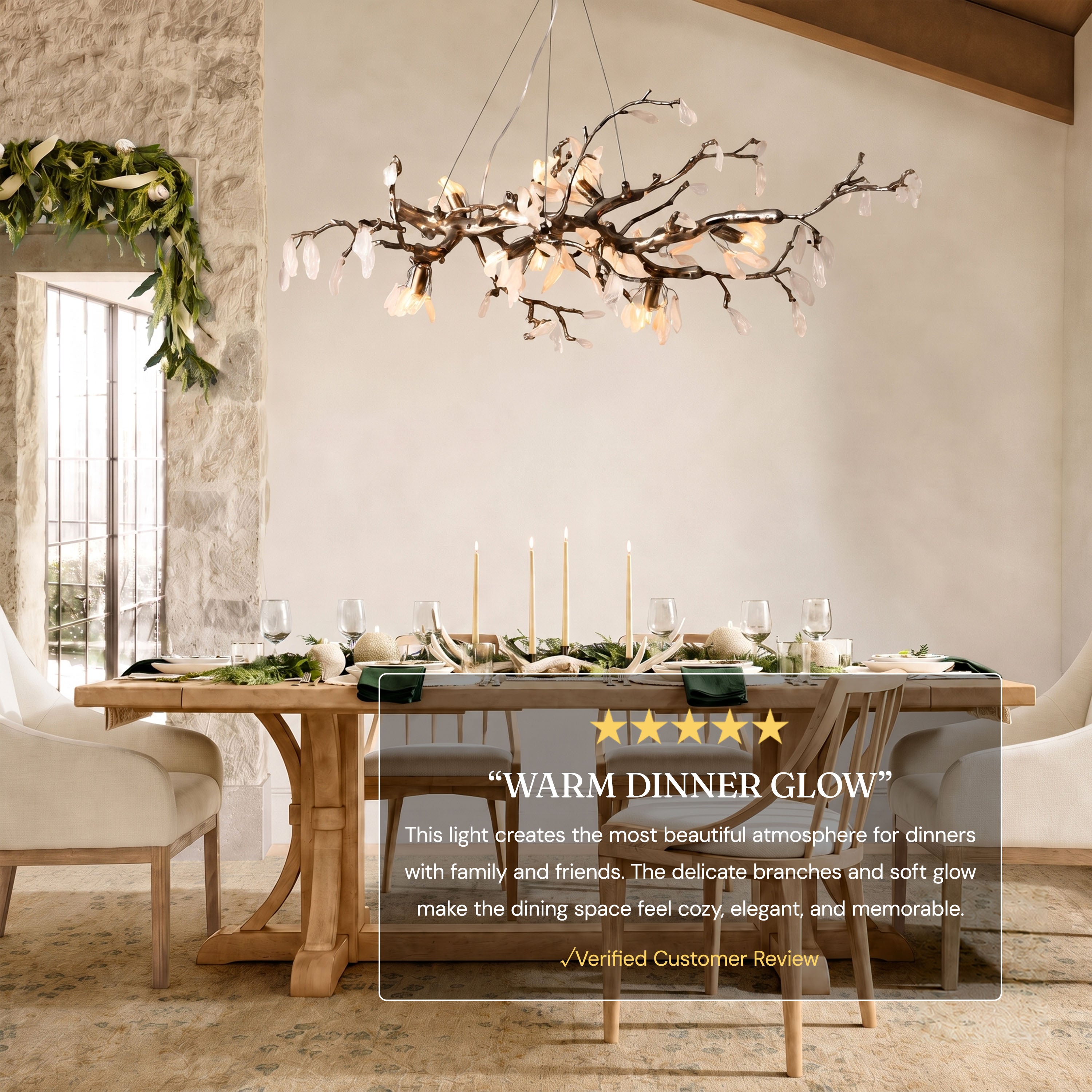 Arboris Rose Quartz Branch Chandelier 39.3"W