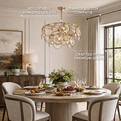 Lucentia Crystal Disc Round Chandelier 40"D
