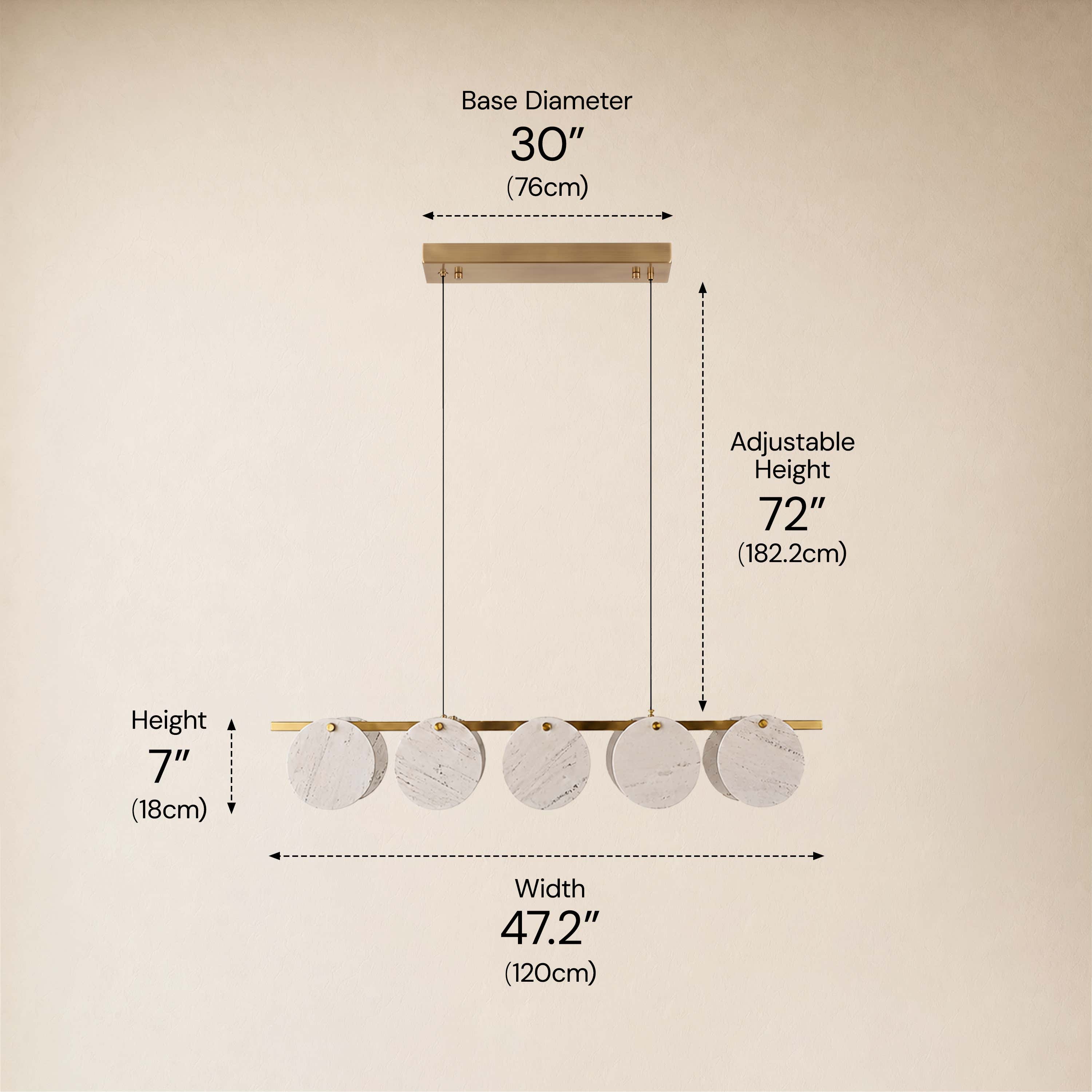 Pietra White Marble Disc Linear Chandelier 47.2"W