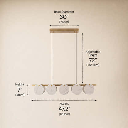 Pietra White Marble Disc Linear Chandelier 47.2"W