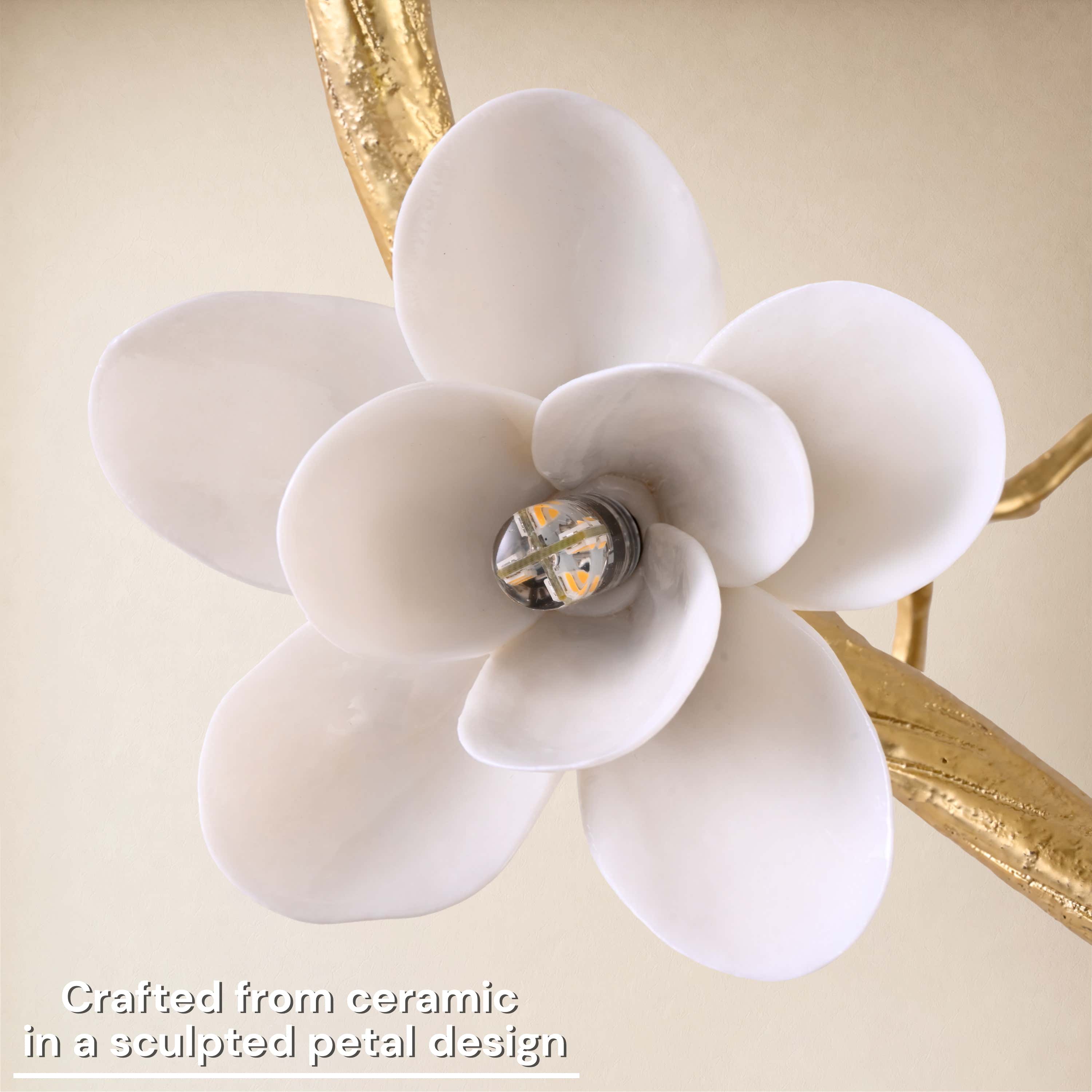 Floravine Ceramic Floral Branch Chandelier 47.2"W