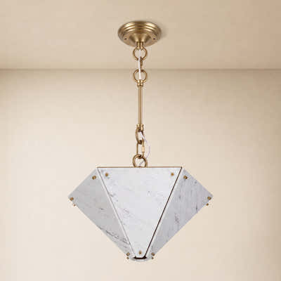 Pietra White Marble Hexagonal Lantern Pendant 15.7"D