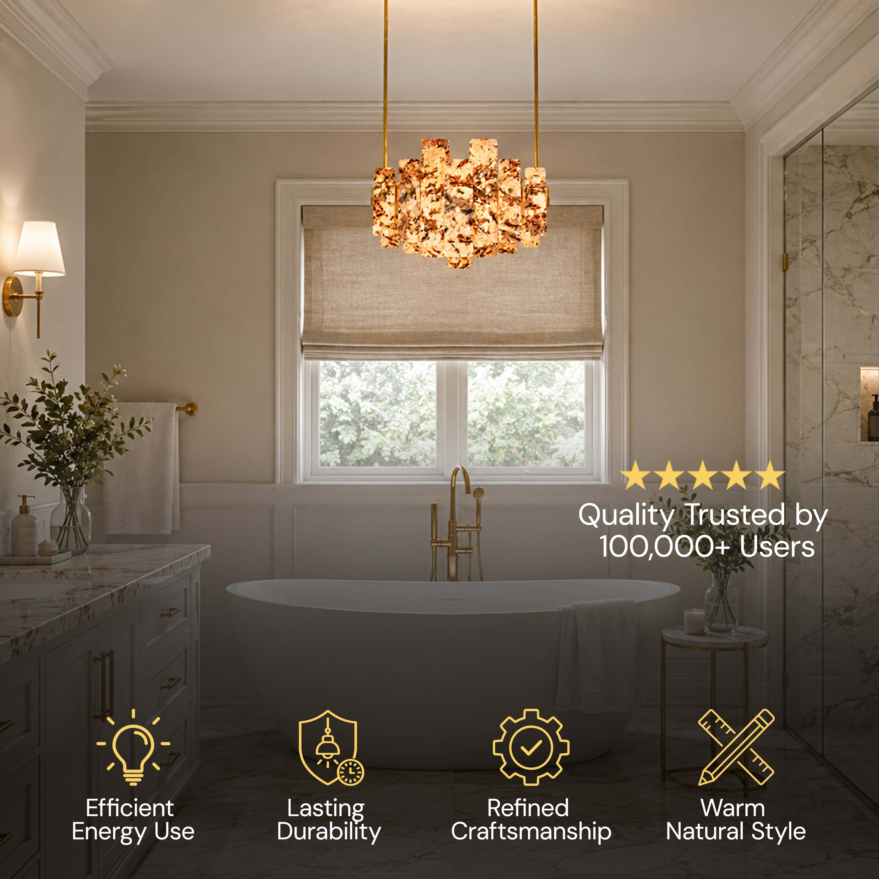 Pietra Amber Marble Panel Chandelier 27.5"W