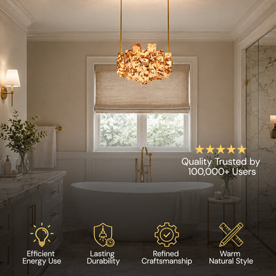 Pietra Amber Marble Panel Chandelier 27.5"W