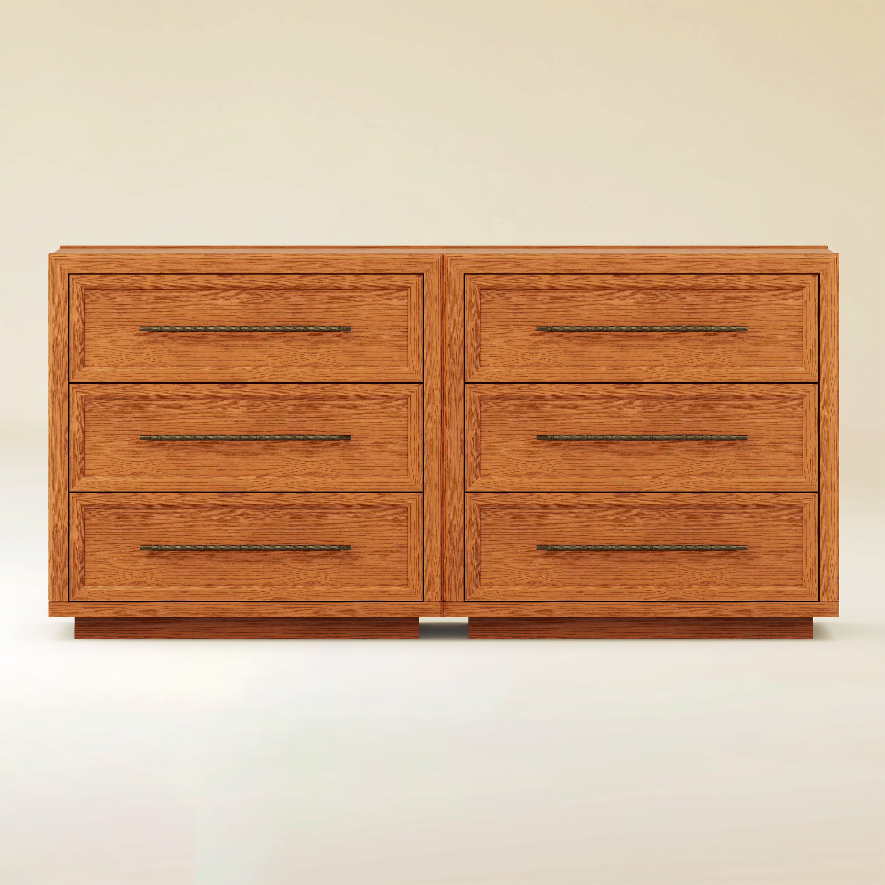 Alvar 63″ Oak 6-Drawer Chest(Set of 2)