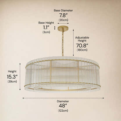 Solvayne Ribbed Glass Round Chandelier 48"D