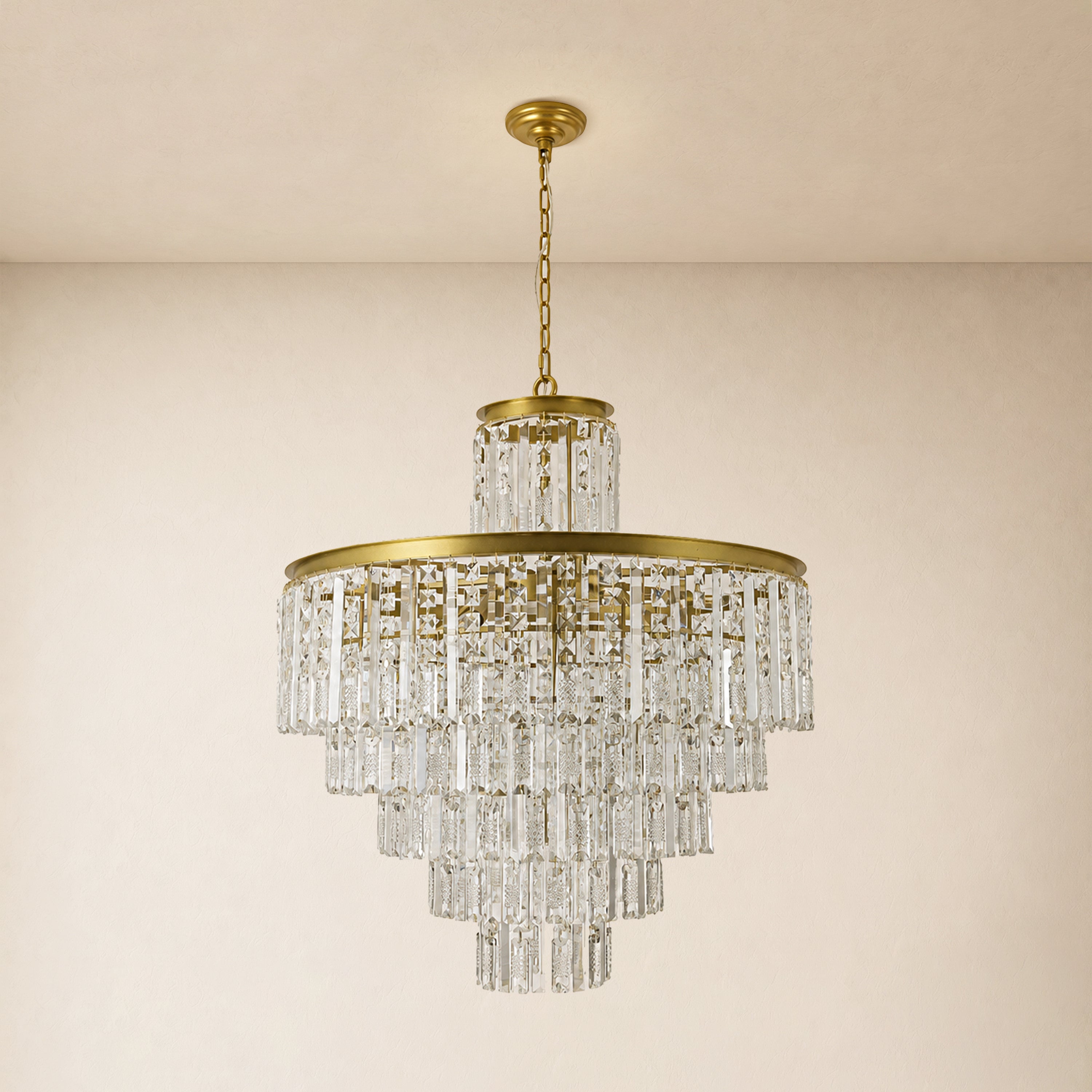 Lucentra Crystal Tiered Round Pendant 32"D