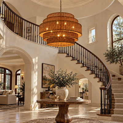 Cavana Rattan Tiered Round Chandelier 40.1"D