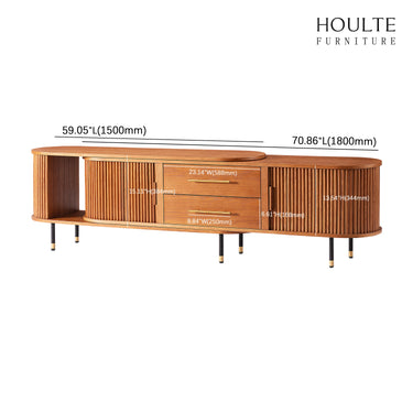 Ewan Oak Extendable Media Console 78.74" to 110.24"