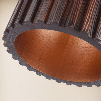 Eldwyne Wood Fluted Round Ceiling Light 11.8"D