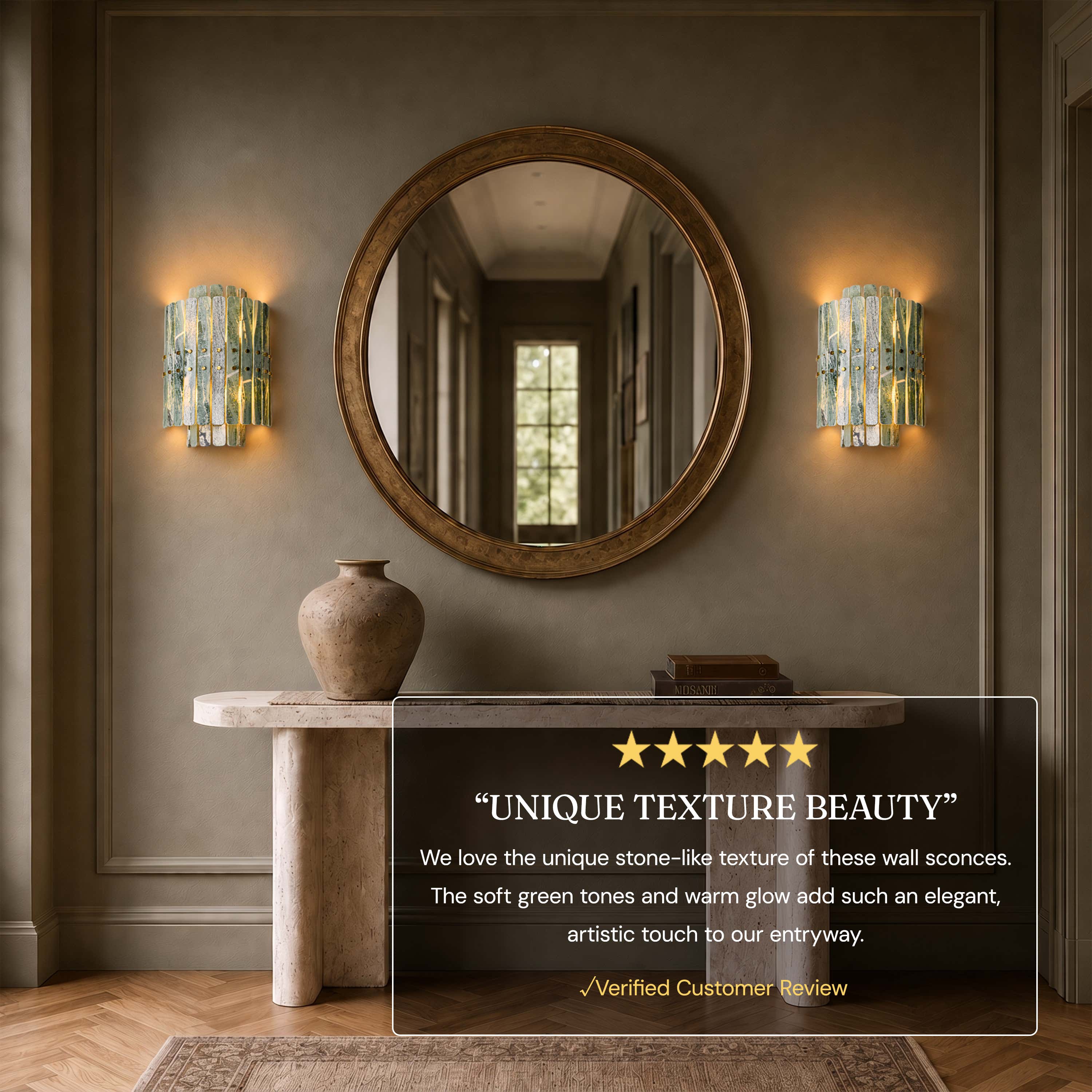 Pietra Green Marble Round Wall Sconce 11.8"D