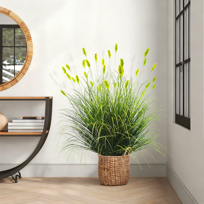 Artificial 36-Head Caterpillar with Curved-Straight Onion Grass Bonsai 43"H