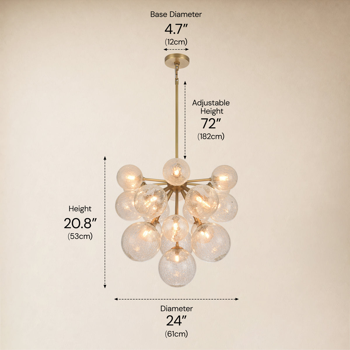 Elowen Glass Globe Cluster Chandelier 24"D