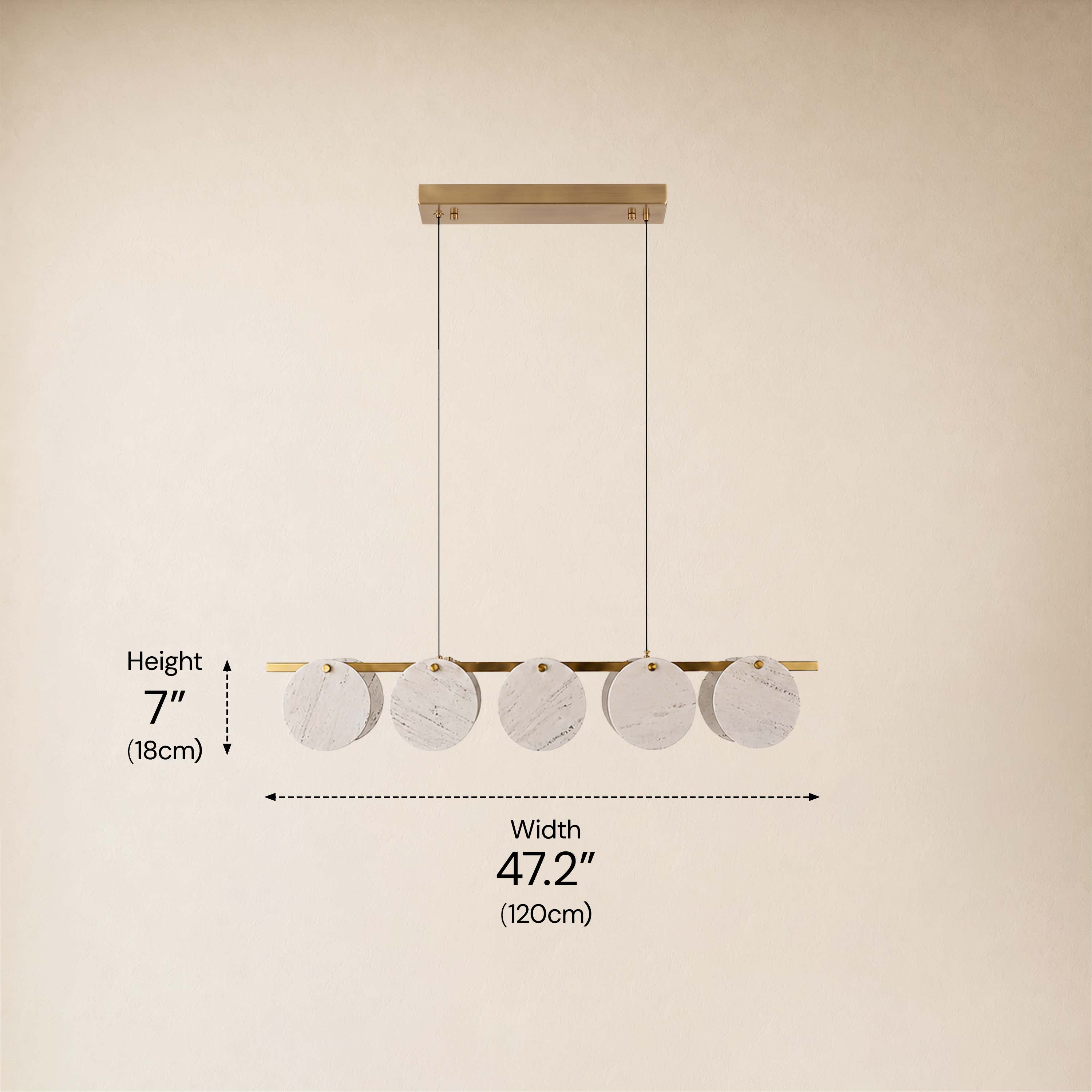 Pietra White Marble Disc Linear Chandelier 47.2"W