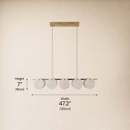 Pietra White Marble Disc Linear Chandelier 47.2"W