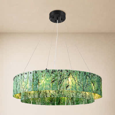 Pietra Verde Stone Tiered Round Chandelier 31.4"D