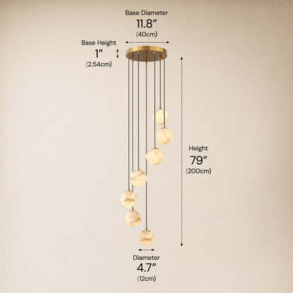 Solindra Resin Alabaster Texture Globe Cascade Chandelier