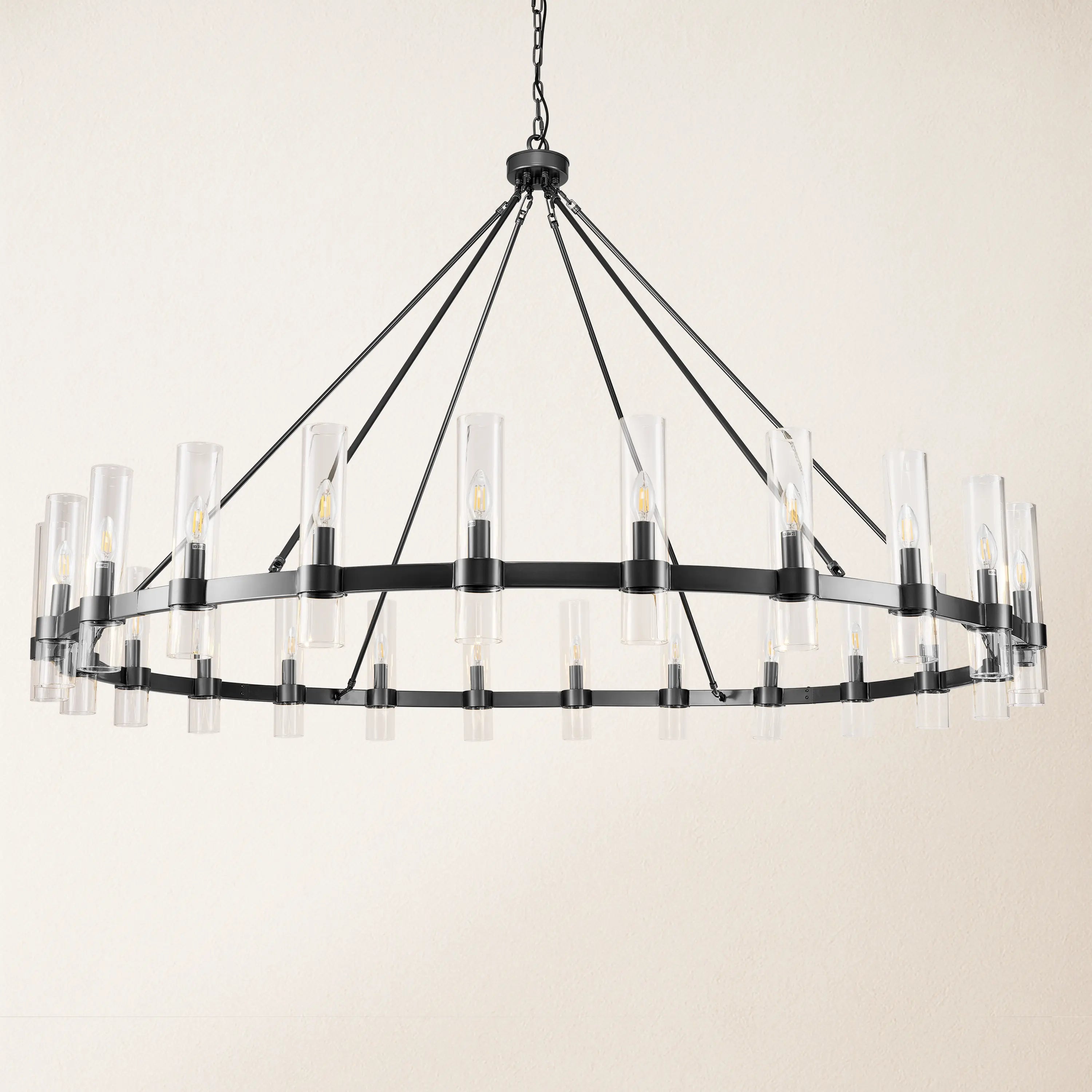 Cylora Glass Tube Round Chain Chandelier 70"