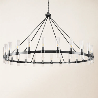 Cylora Glass Tube Round Chain Chandelier 70"