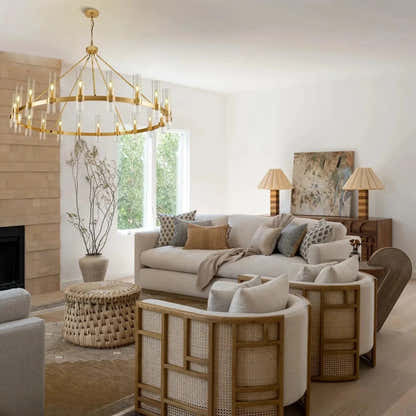 Cylora Glass Tube Round Chain Chandelier 60"D