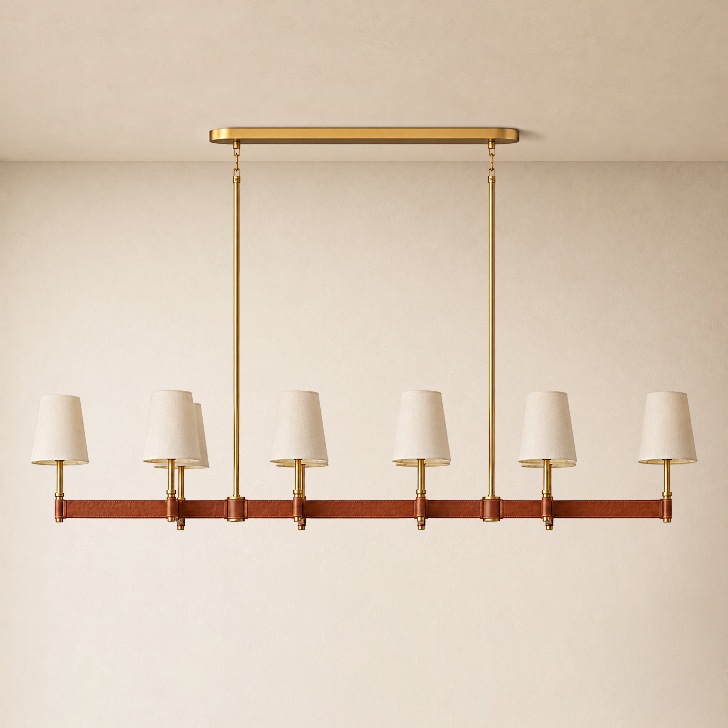 Corvella Leather Custom Linear Chandelier 62" 72"W