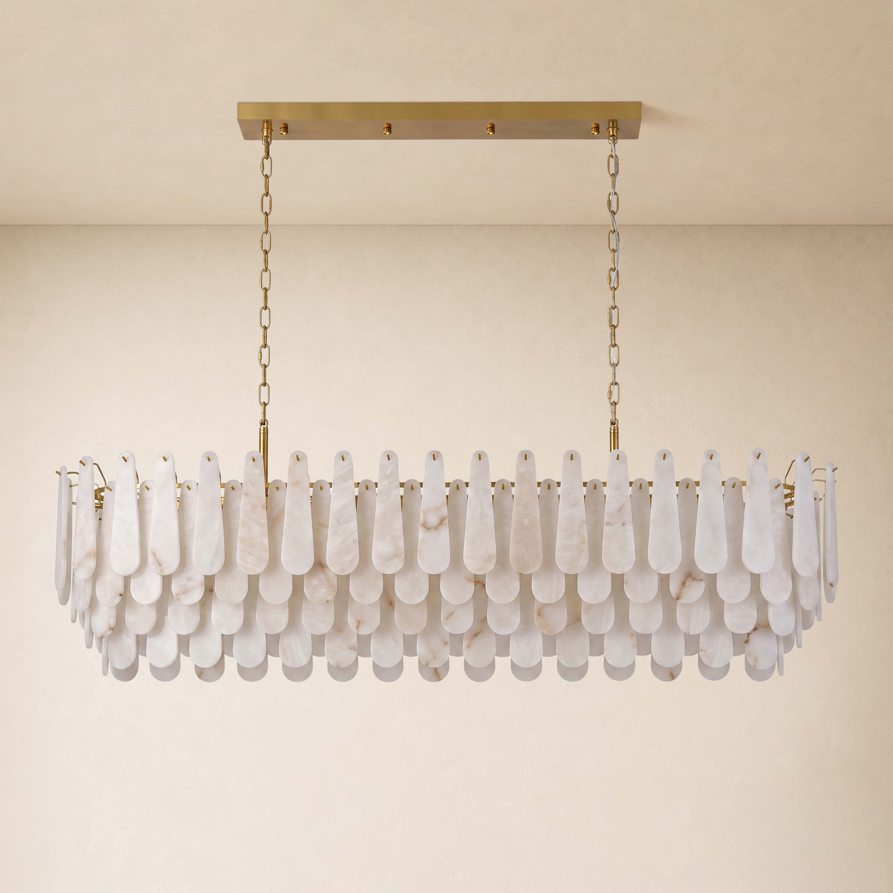 Caldera Alabaster Rectangular Custom Chandelier 54"W 72"W