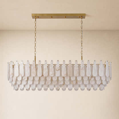 Caldera Alabaster Rectangular Custom Chandelier 54"W 72"W