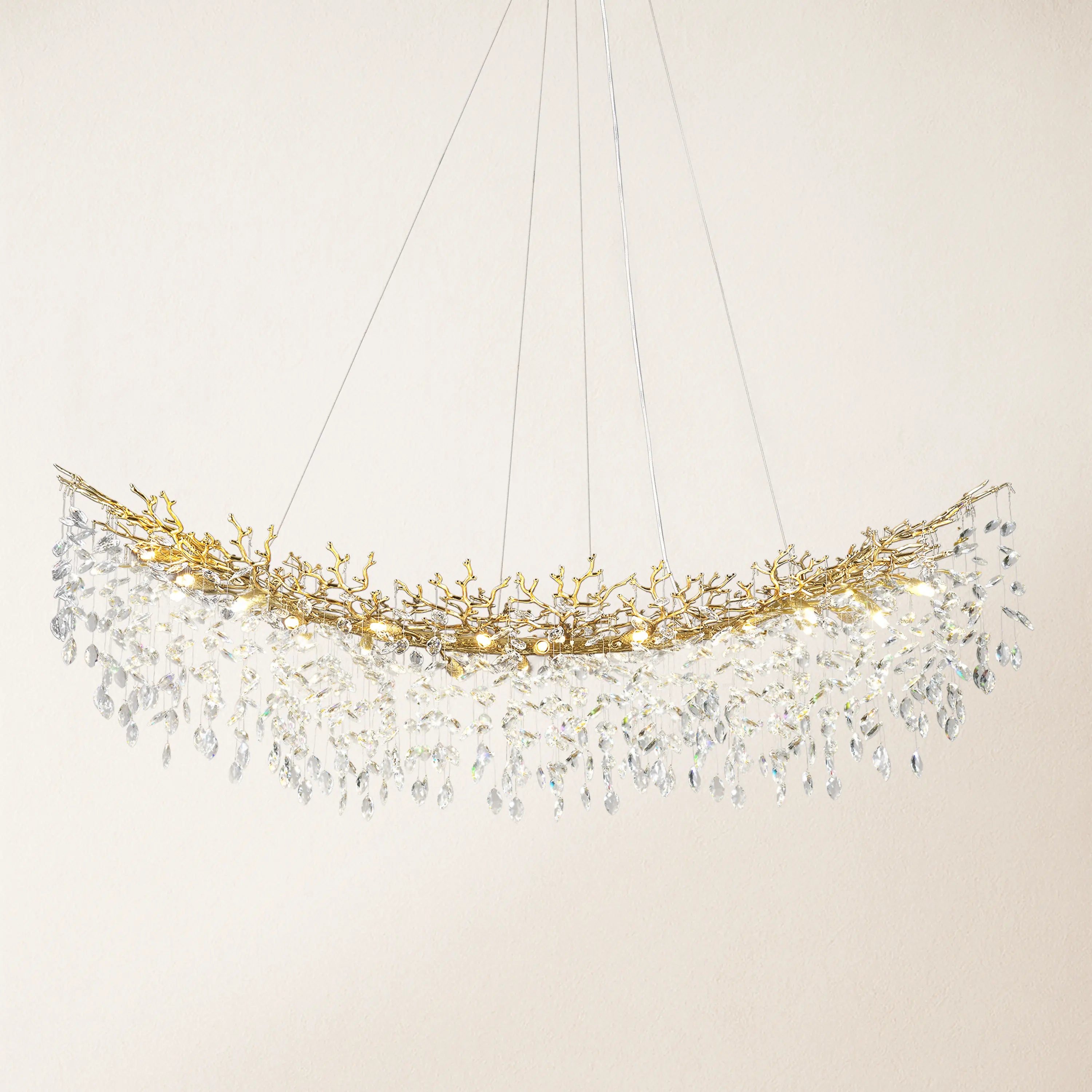 Frostleaf Crystal Cascade Tree Branch Linear Chandelier 72"