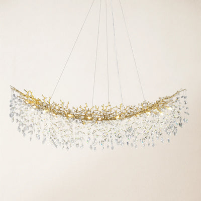 Frostleaf Crystal Cascade Tree Branch Linear Chandelier 72"W