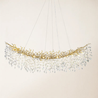 Frostleaf Crystal Cascade Tree Branch Linear Chandelier 72"