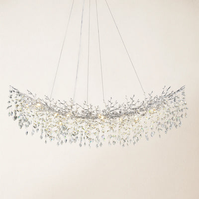 Frostleaf Crystal Cascade Tree Branch Linear Chandelier 72"W