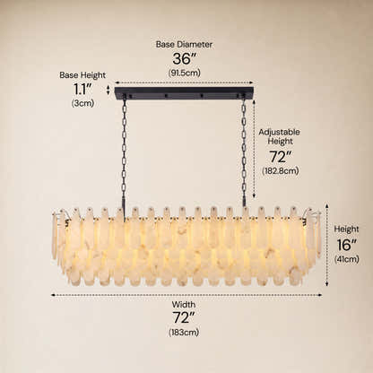 Caldera Alabaster Rectangular Custom Chandelier 54"W 72"W