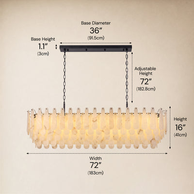 Caldera Alabaster Rectangular Custom Chandelier 54"W 72"W