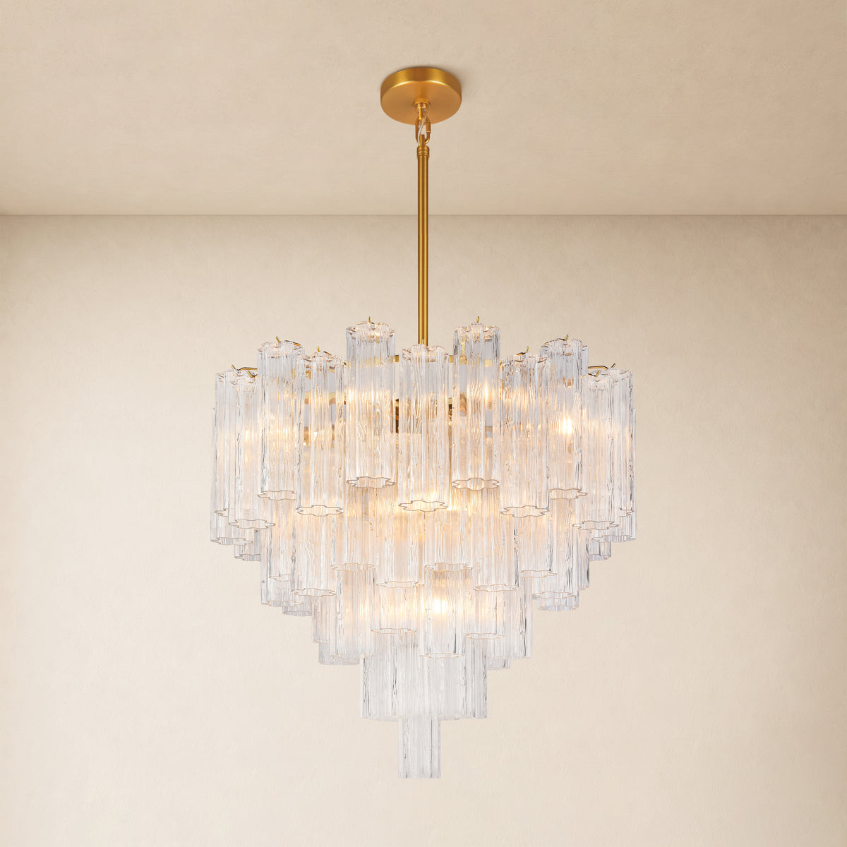 Lumeris Glass Tiered Round Chandelier 30"D
