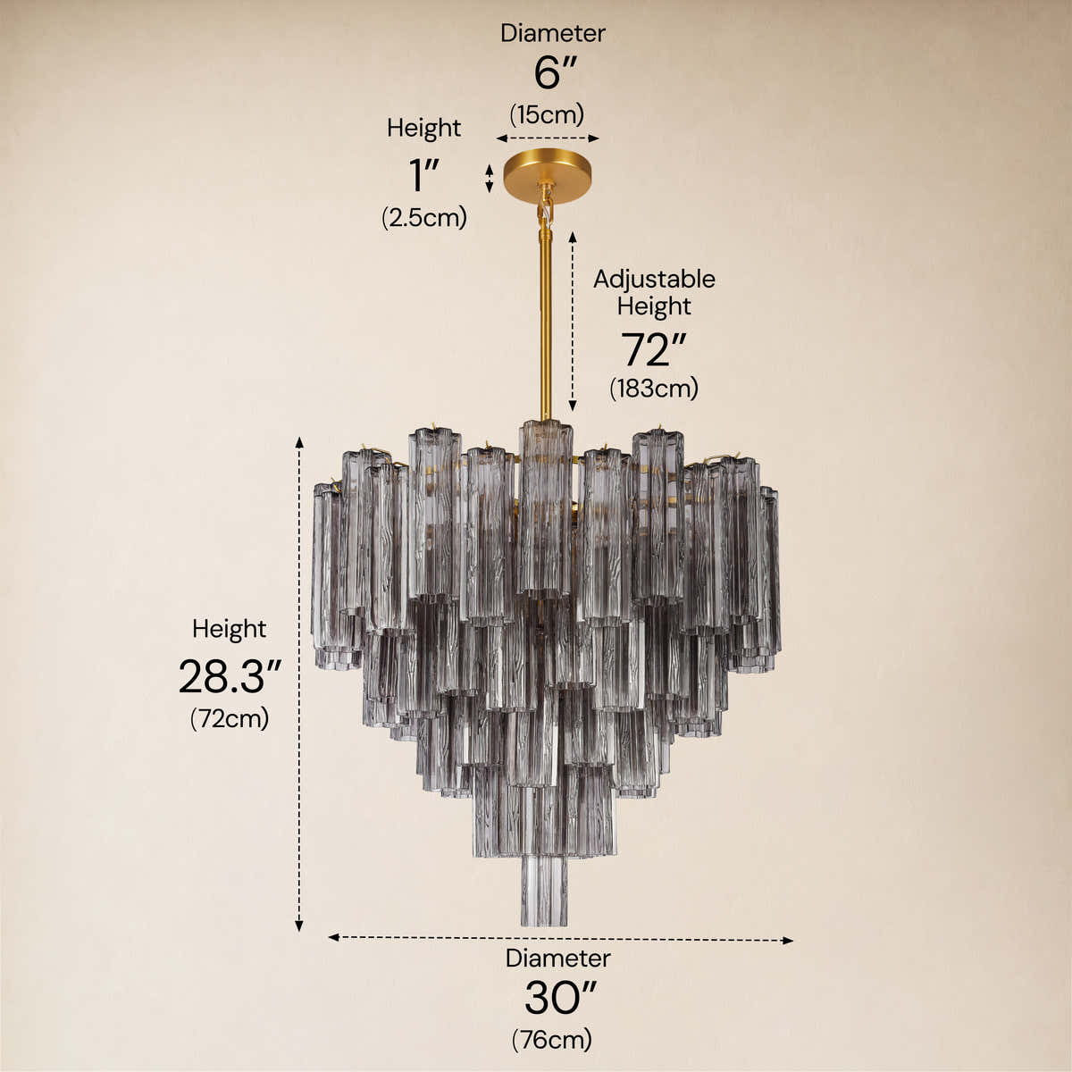 Lumeris Glass Tiered Round Chandelier 30"D dimensions 3