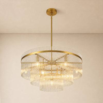 Elyndra Glass Rod Tiered Round Chandelier 30" 40" 50"D