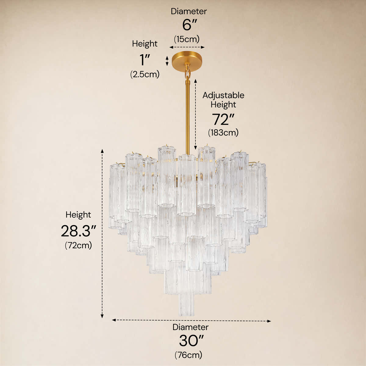 Lumeris Glass Tiered Round Chandelier 30"D dimensions 2