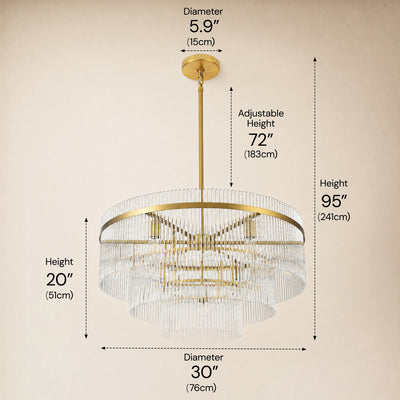 Elyndra Glass Rod Tiered Round Chandelier 30" 40" 50"D