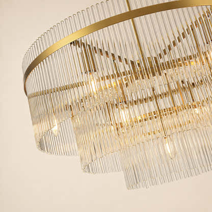 Elyndra Glass Rod Tiered Round Chandelier 30" 40" 50"D