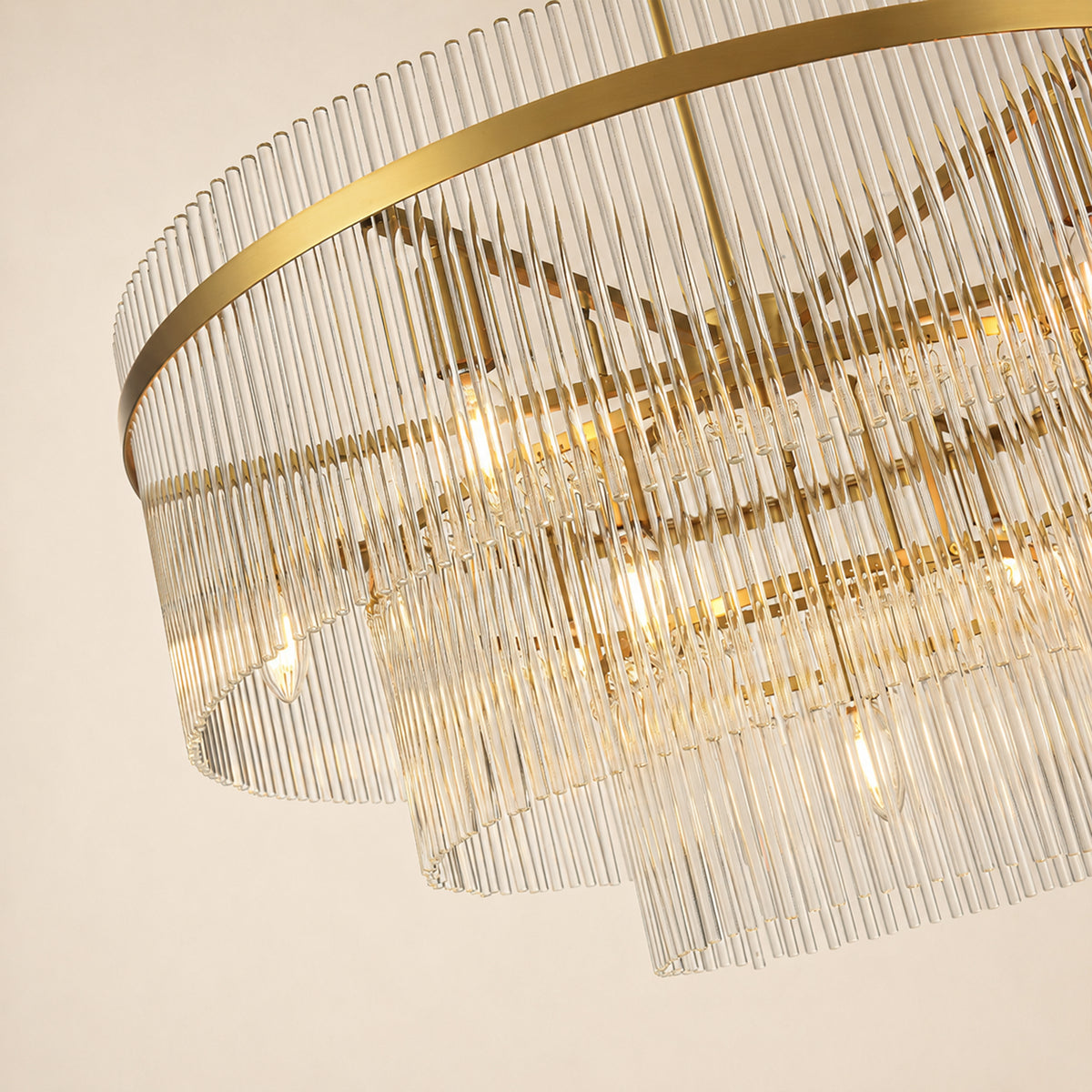 Elyndra Glass Rod Tiered Round Chandelier 30" 40" 50"D