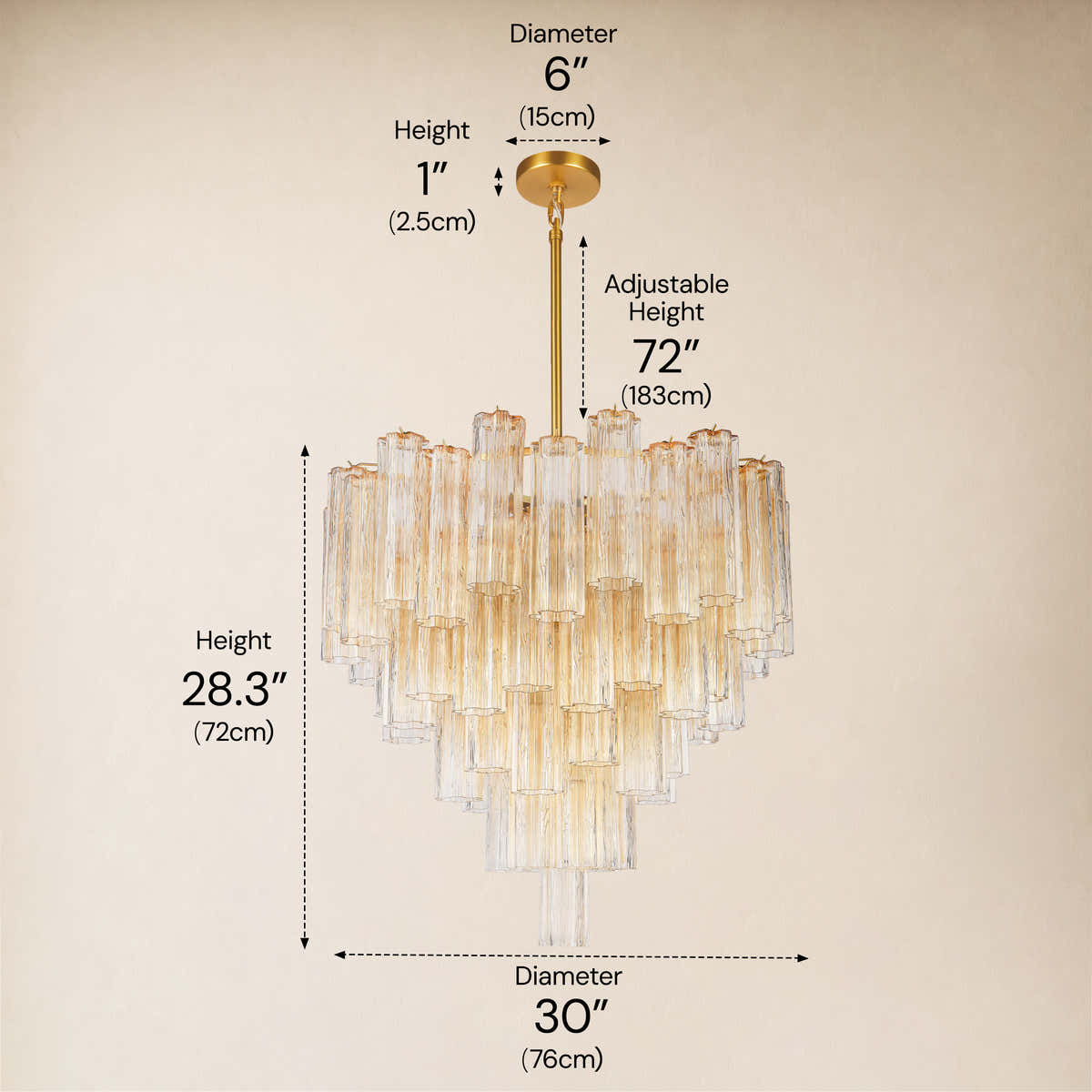 Lumeris Glass Tiered Round Chandelier 30"D dimensions 1