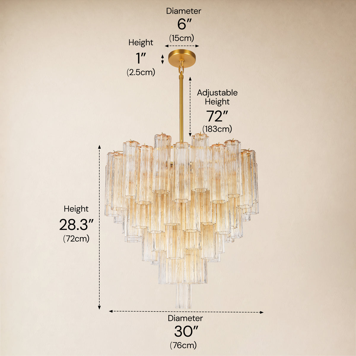 Lumeris Glass Tiered Round Chandelier 30"D