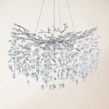 Frostleaf Crystal Cascade Branch Round Chandelier 30"D