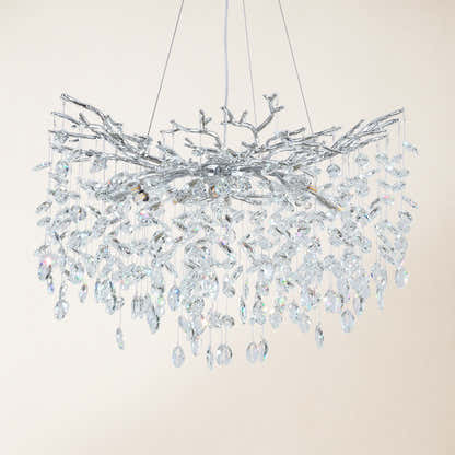 Frostleaf Crystal Cascade Branch Round Chandelier 30"D