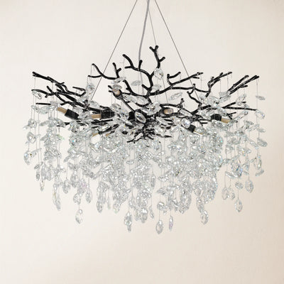 Frostleaf Crystal Cascade Branch Round Chandelier 30"D